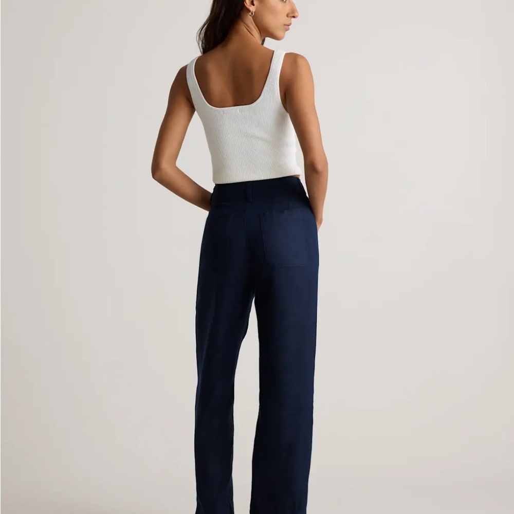 Quince European 100% Linen Patch Pocket Wide Leg Pant Size 10 - Picture 2 of 9